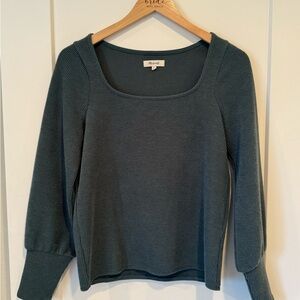Green Square Neck Sweater